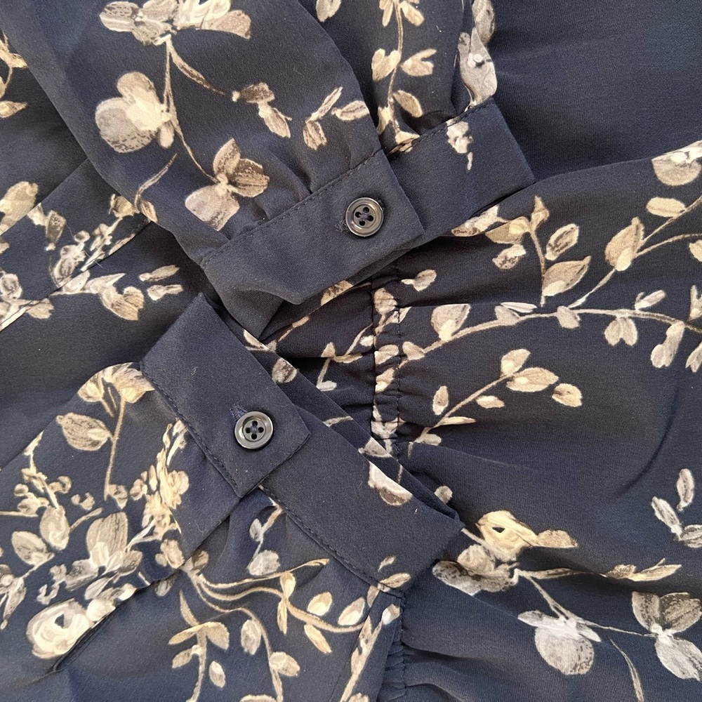 Gap Navy Floral Faux-Wrap Mini Dress - Picture 4 of 7